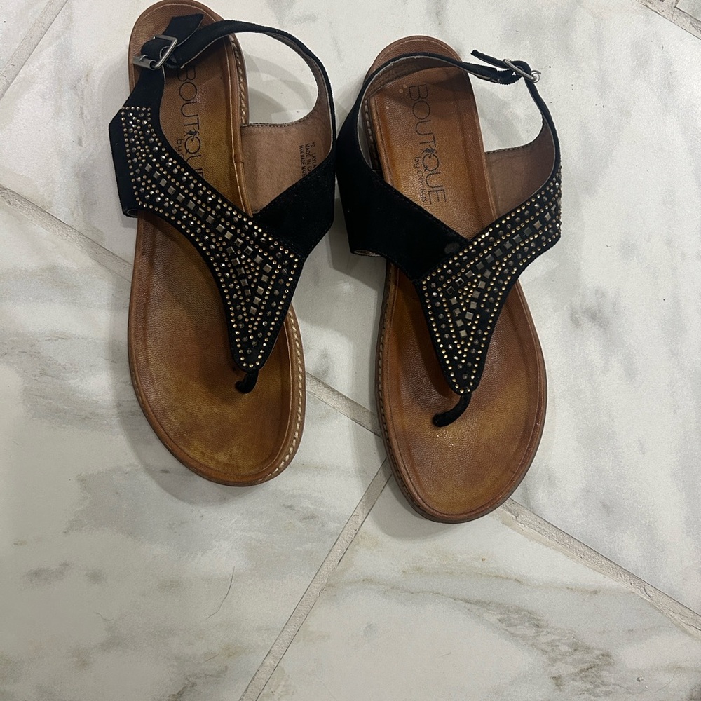 Corkys Layla Black Studded Thong Sandal